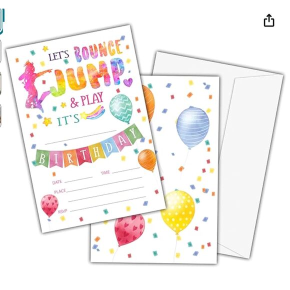 2 Pk of 20 Jump Bounce Party Invitations with Envelopes 40 Invitations - Picture 1 of 2